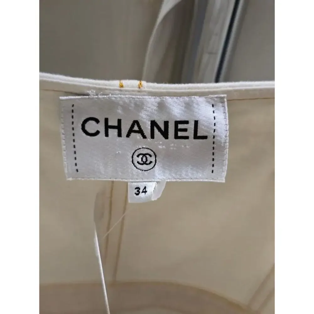 Chanel White Denim Sundress with Gold Buttons Sz.34